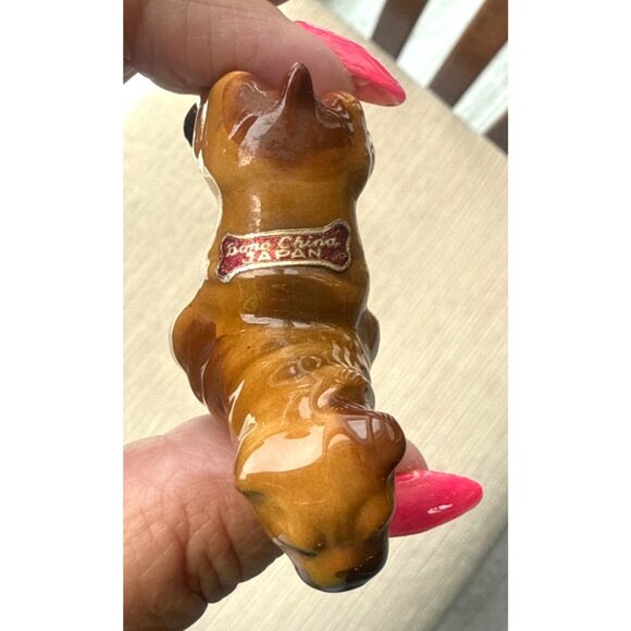 Vintage Brown Ceramic Dog bulldog Figurine Made In Japan 2” - Picture 2 of 5